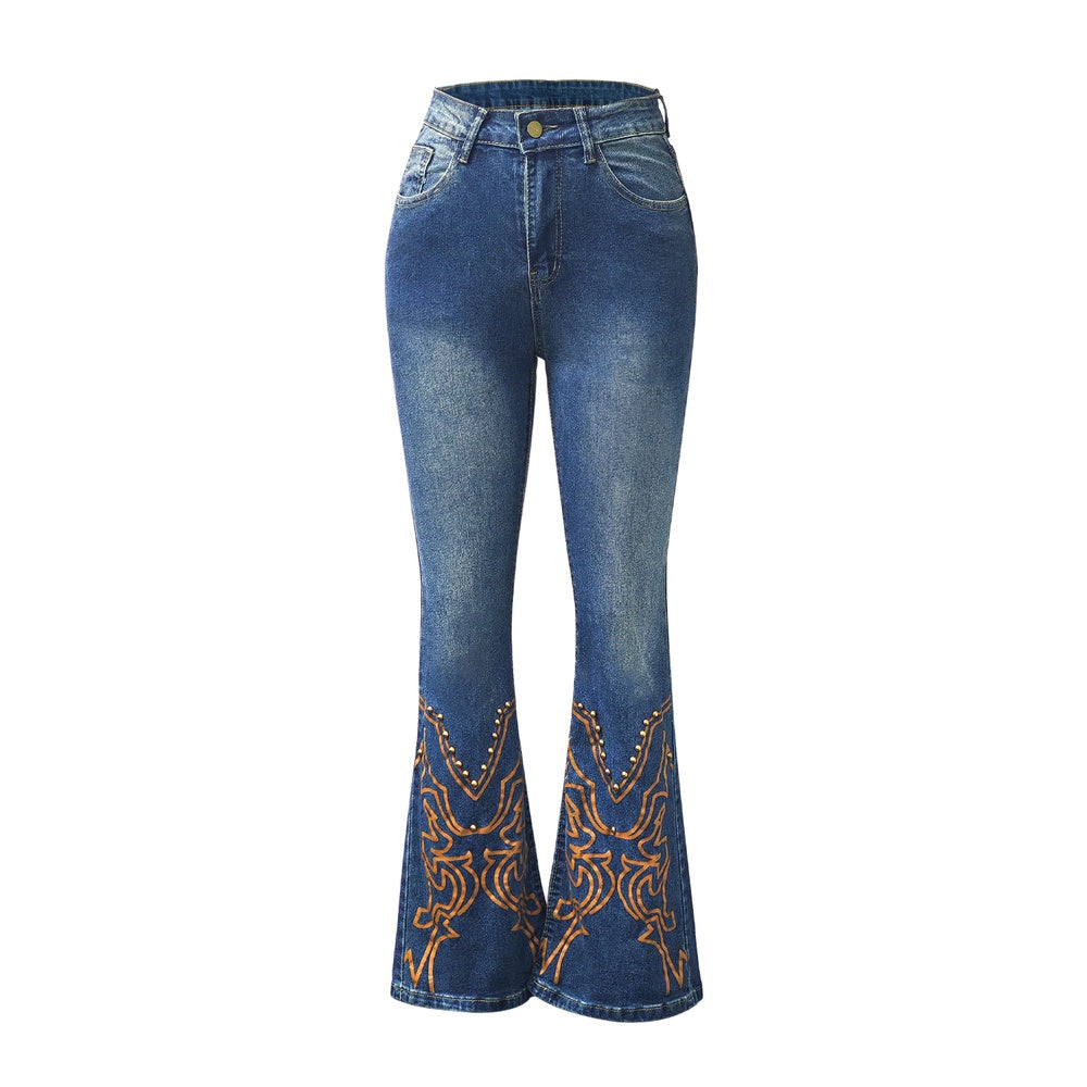 Women's High-Waist Heart Cut-Out Jeans – Y2K Wide-Leg Full-Length Vintage Wash Denim with Sweetheart Side Detail