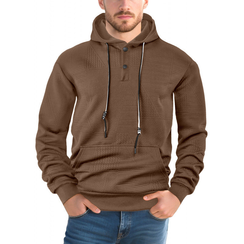 Men’s Pullover Solid Color Hoodie – Casual Sports Loose Long Sleeve Hooded Sweatshirt
