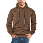 Men’s Pullover Solid Color Hoodie – Casual Sports Loose Long Sleeve Hooded Sweatshirt
