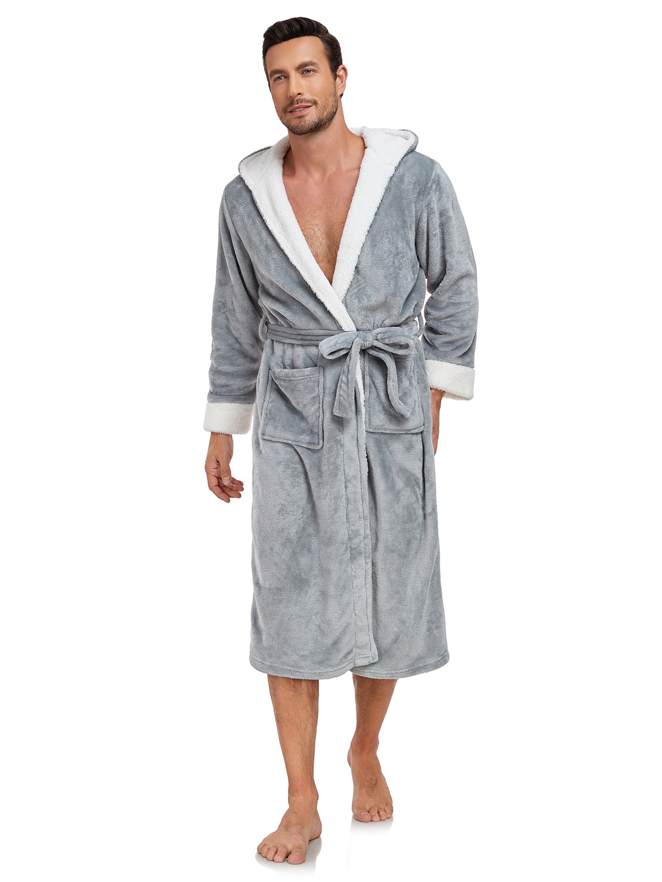 RONGTAI Long Fleece Bathrobe for Men & Women – Ultra Soft, Warm, and Cozy Unisex Winter Robe