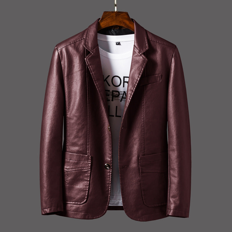 Men’s Leather Lapel Jacket – Stylish Thin Autumn & Winter Outerwear for a Classic Look