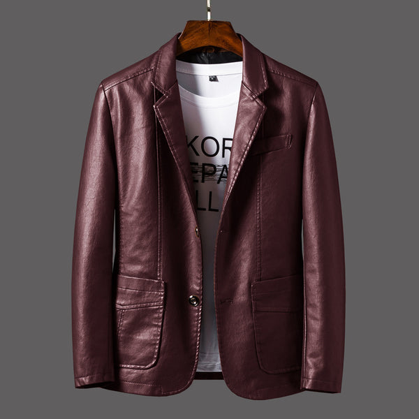 Men’s Leather Lapel Jacket – Stylish Thin Autumn & Winter Outerwear for a Classic Look