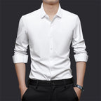 Men’s Seamless High Elastic Long Sleeve Shirt – Anti-Wrinkle Stretch Casual Top
