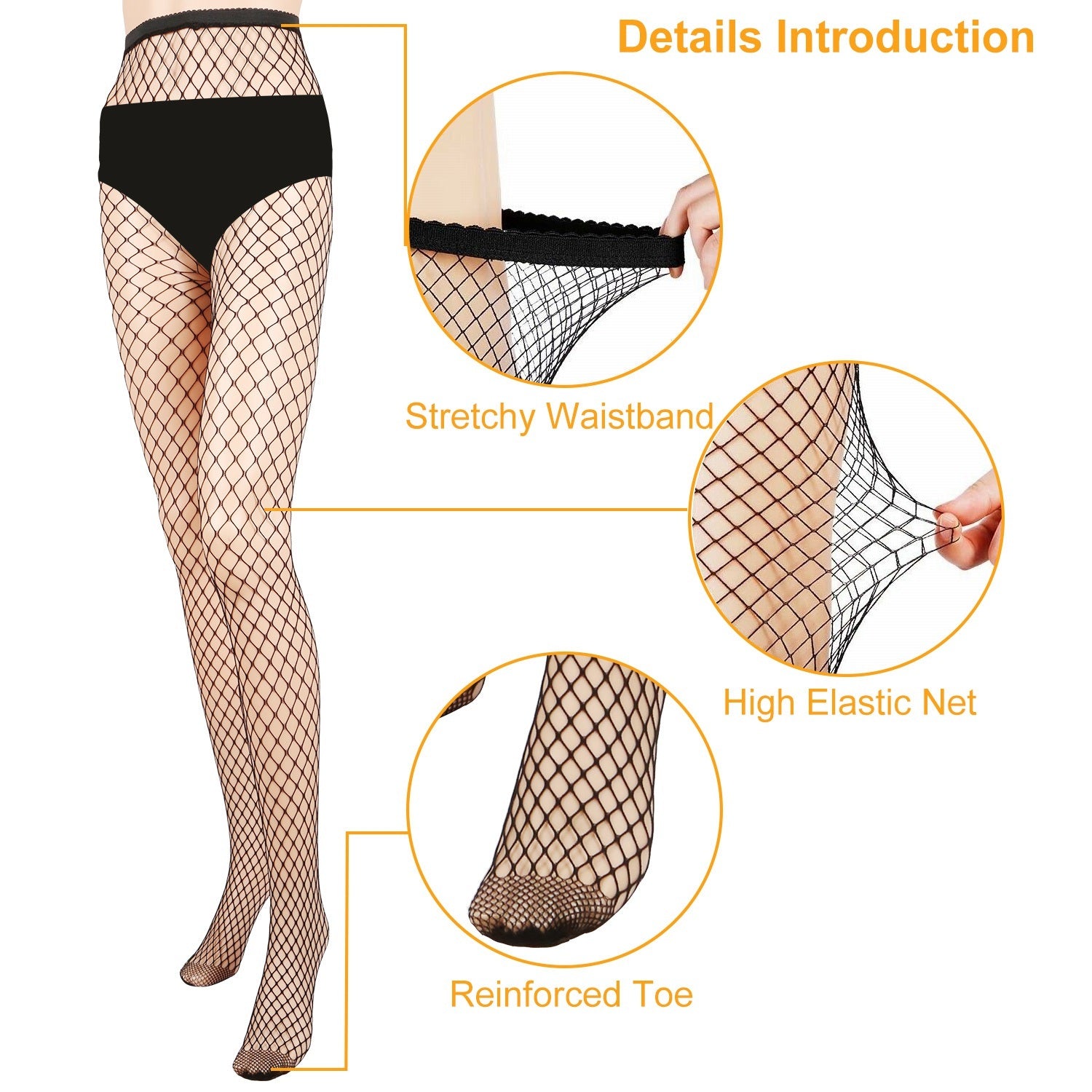 Women’s Sexy Fishnet Tights – High Waist Stretchy Mesh Pantyhose with Hollow Out Design