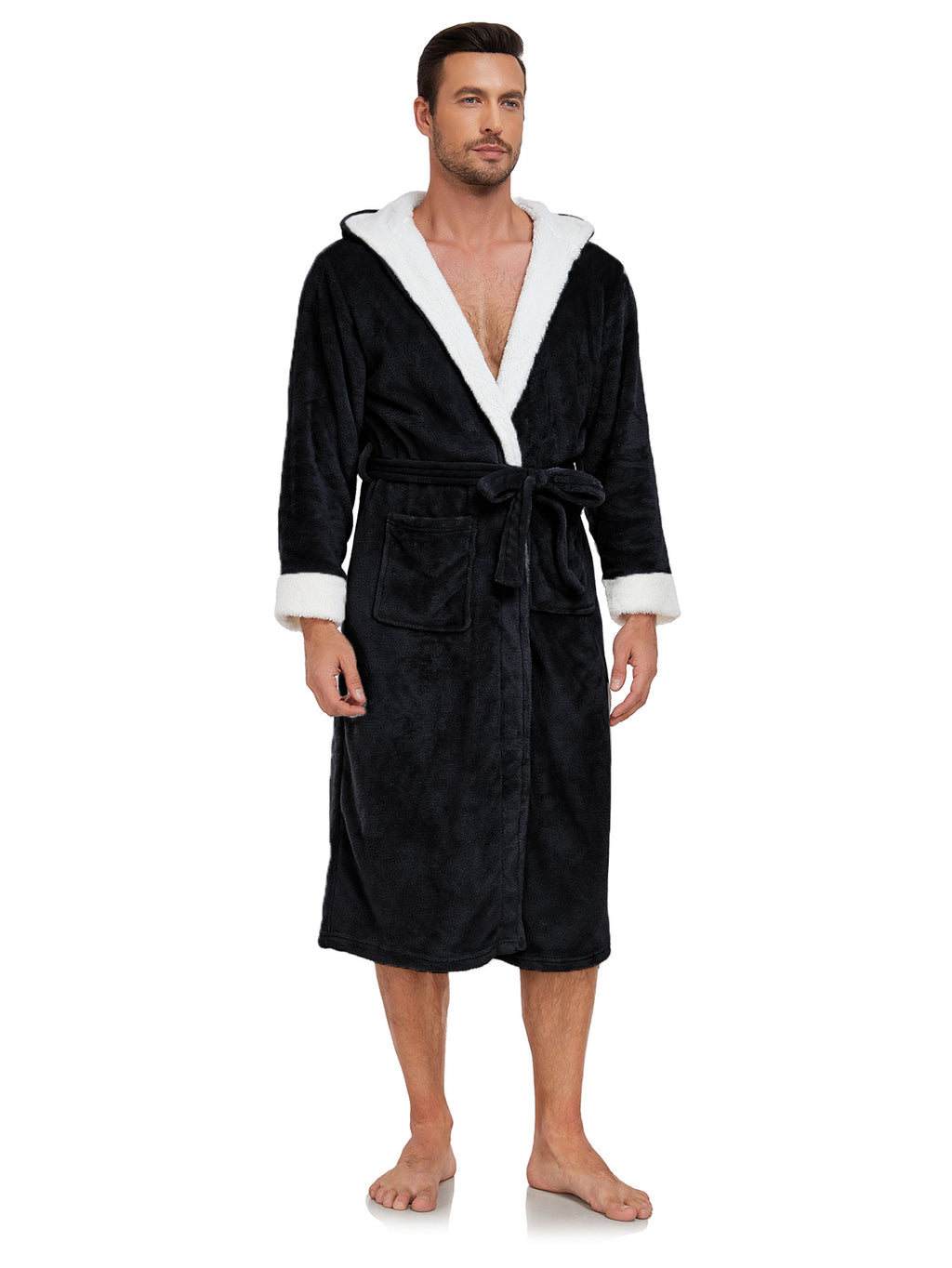 RONGTAI Unisex Long Fleece Bathrobe – Ultra Soft, Warm, and Cozy Winter Robe for Men & Women