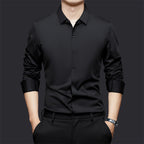 Men’s Seamless High Elastic Long Sleeve Shirt – Anti-Wrinkle Stretch Casual Top