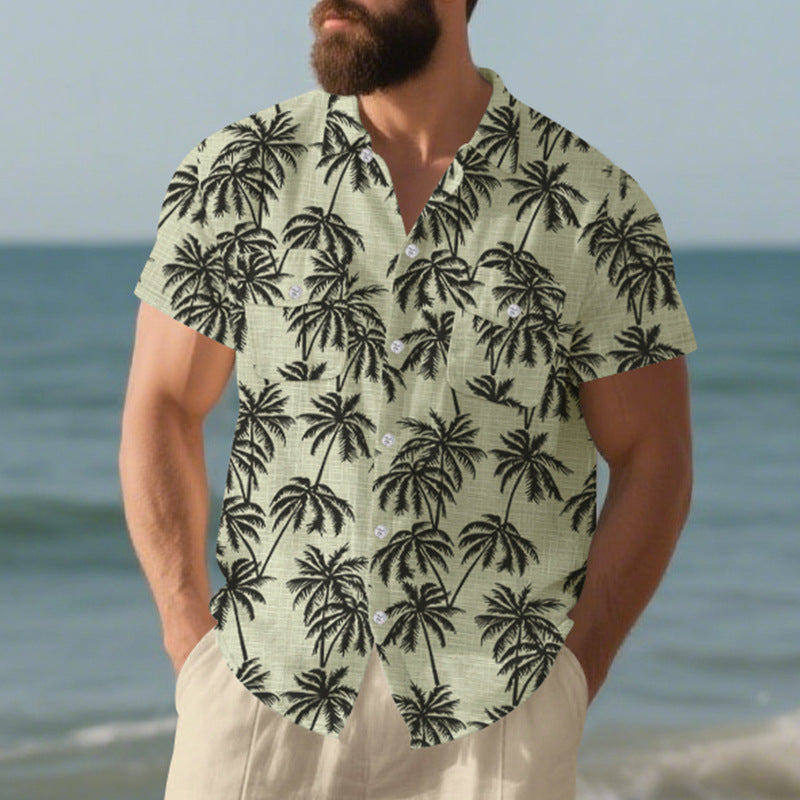 Men’s European & American Beach Shirt – Casual Short Sleeve Summer Top