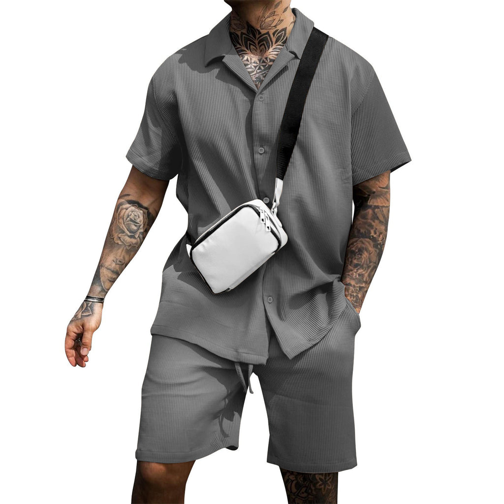 Men’s Casual Polo & Shorts Set – Comfortable Short-Sleeved Summer Suit