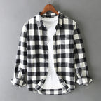 Men’s Loose Plaid Lapel Shirt – Long Sleeve Casual All-Match Flannel Cardigan