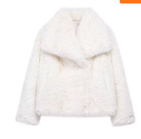 Women’s Winter Plush Coat – Thick Warm Fluffy Lapel Jacket for Casual & Chic Outfits