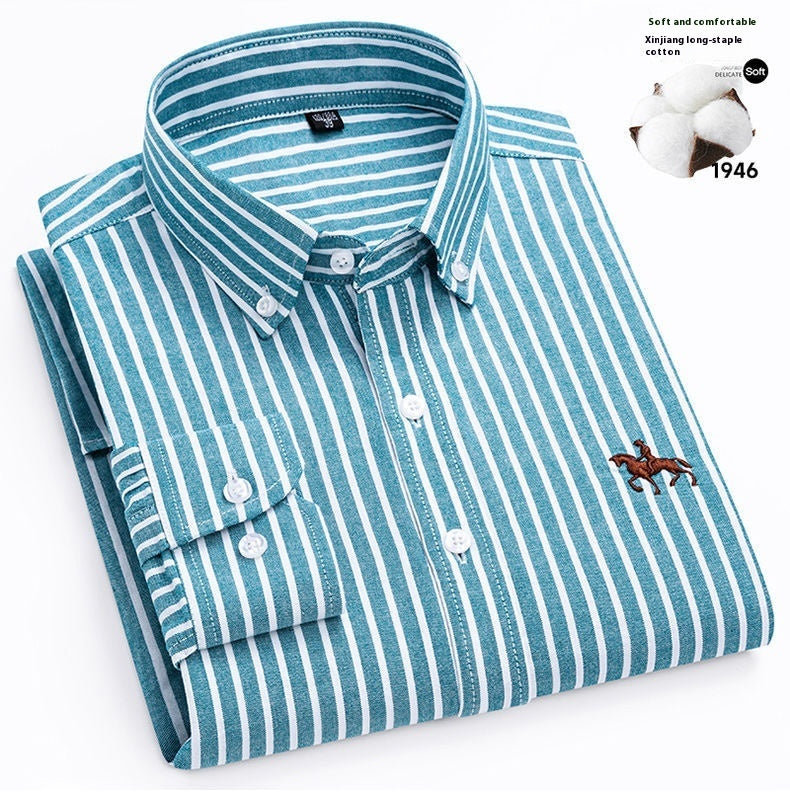 Men’s Cotton Long-Sleeved Casual Shirt – Soft Breathable Everyday Button-Down Top