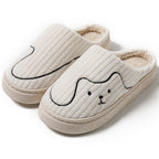 Striped Cat Slippers – Indoor Couple Non-Slip Winter Plush House Shoes for Women & Men