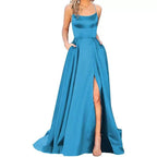 Women’s Solid Color Slim Fit Hollow Shoulder Dress – Elegant Bridesmaid & Party Long Dress