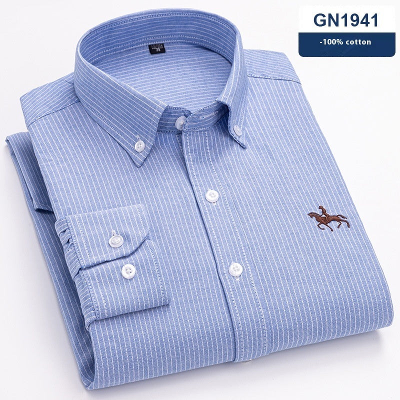 Men’s Cotton Long-Sleeved Casual Shirt – Soft Breathable Everyday Button-Down Top