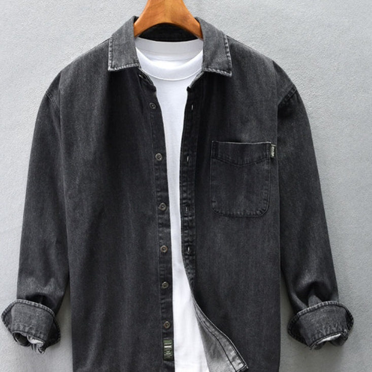 Men’s Cowboy Denim Shirt Jacket – Autumn & Winter Casual Versatile Outerwear