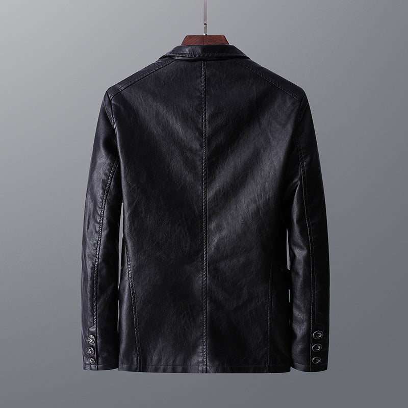 Men’s Leather Lapel Jacket – Stylish Thin Autumn & Winter Outerwear for a Classic Look