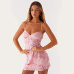 Women's Sequined Embroidered Backless Sling Dress