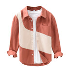Men’s Stitching Long Sleeve Shirt – Stylish Contrast Panel Casual Fashion Top