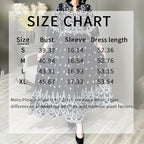 Women’s Bohemian Embroidery V-Neck Dress – Elegant 3/4 Sleeve A-Line Swing Maxi Dress