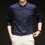 Men’s Seamless High Elastic Long Sleeve Shirt – Anti-Wrinkle Stretch Casual Top