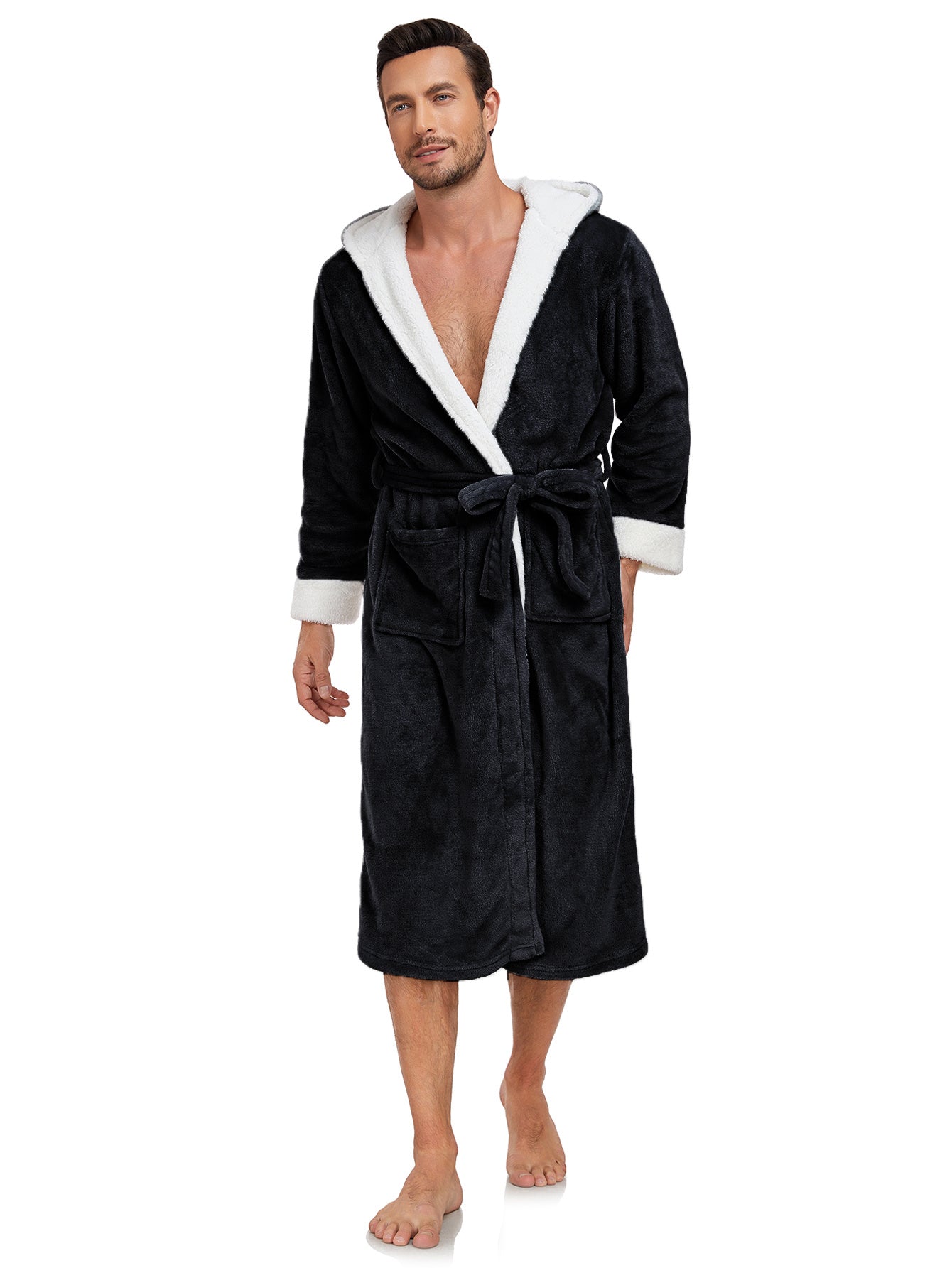 RONGTAI Unisex Long Fleece Bathrobe – Ultra Soft, Warm, and Cozy Winter Robe for Men & Women
