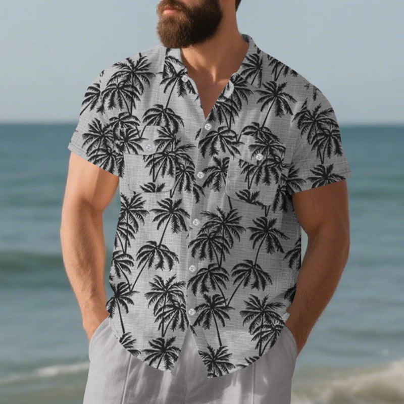 Men’s European & American Beach Shirt – Casual Short Sleeve Summer Top
