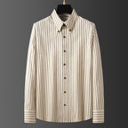 Men’s Non-Iron Striped Long Sleeve Shirt – Spring & Autumn Wrinkle-Free Business Casual Wear