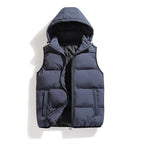 Men’s Cotton Casual Thermal Vest – Thickened Sleeveless Jacket with Detachable Hood