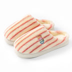 Colorful Vertical Striped Plush Soft Cotton Slippers – Cozy Indoor House Shoes for Women & Men