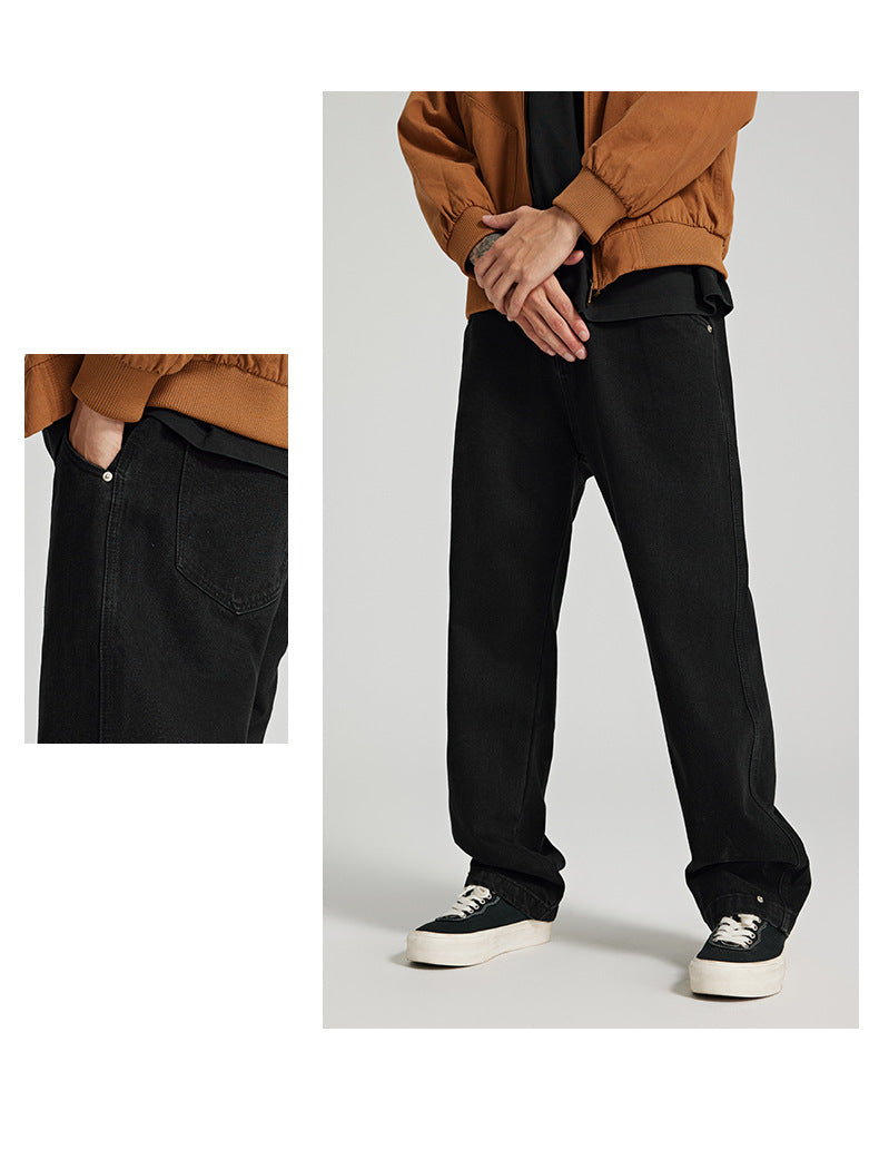 Men’s Straight Loose Jeans – Classic Relaxed Fit Denim Pants for Everyday Comfort