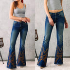 Women's High-Waist Heart Cut-Out Jeans – Y2K Wide-Leg Full-Length Vintage Wash Denim with Sweetheart Side Detail