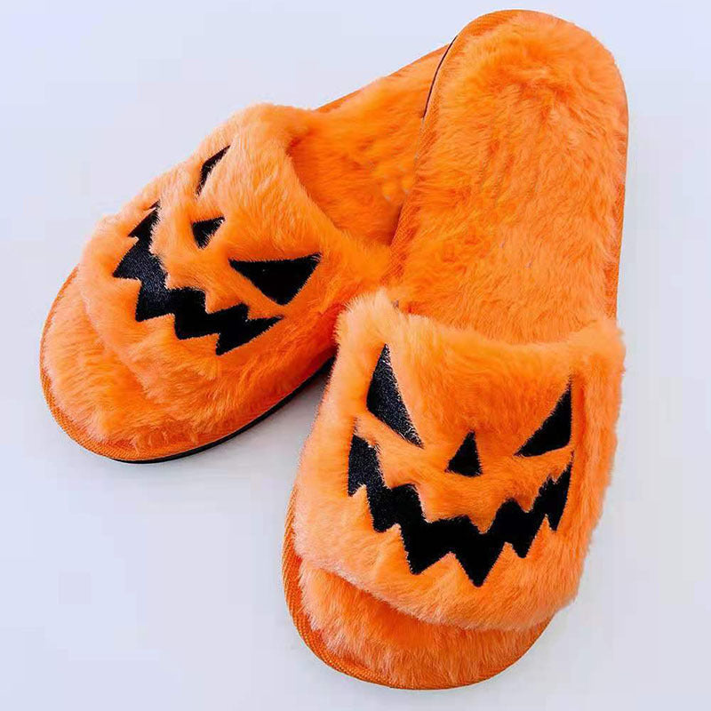Halloween Winter Cute Warm Home Slippers for Women – Cozy Indoor Plush Shoes