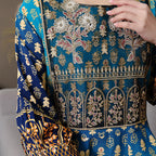 Women’s Bohemian Embroidered Maxi Dress – Square Neck 3/4 Sleeve Flowy Ethnic Style Party Dress