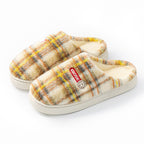 Women’s Home Plush Warm Non-Slip Plaid Cotton Shoes – Cozy Indoor Winter Slippers