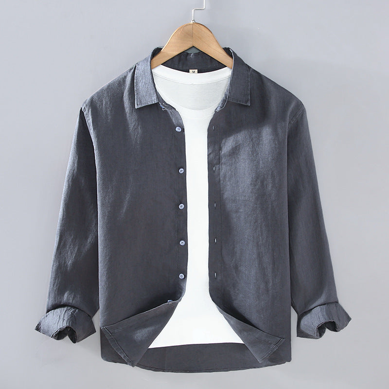 Men’s Pure Linen Shirt – Breathable All-Match Casual Summer Fashion Top