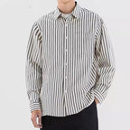 Men’s Loose Retro Striped Shirt – Trendy All-Match Casual Long Sleeve Streetwear
