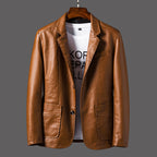 Men’s Leather Lapel Jacket – Stylish Thin Autumn & Winter Outerwear for a Classic Look