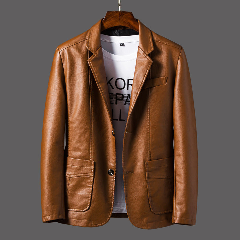 Men’s Leather Lapel Jacket – Stylish Thin Autumn & Winter Outerwear for a Classic Look