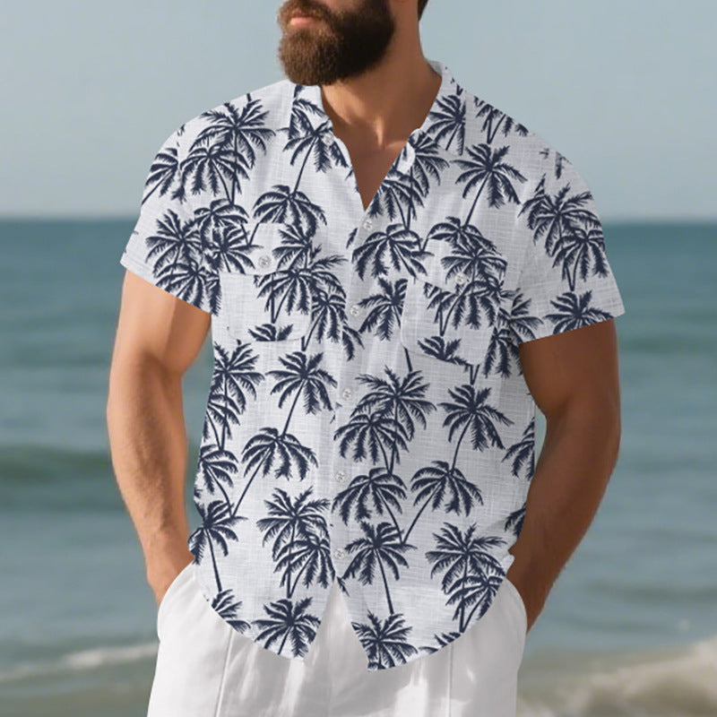 Men’s European & American Beach Shirt – Casual Short Sleeve Summer Top