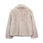 Women’s Winter Plush Coat – Thick Warm Fluffy Lapel Jacket for Casual & Chic Outfits