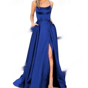 Women’s Solid Color Slim Fit Hollow Shoulder Dress – Elegant Bridesmaid & Party Long Dress