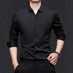 Men’s Seamless High Elastic Long Sleeve Shirt – Anti-Wrinkle Stretch Casual Top