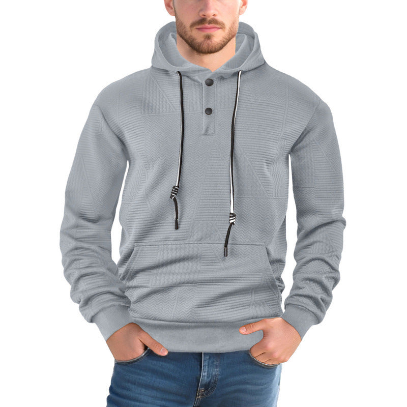 Men’s Pullover Solid Color Hoodie – Casual Sports Loose Long Sleeve Hooded Sweatshirt