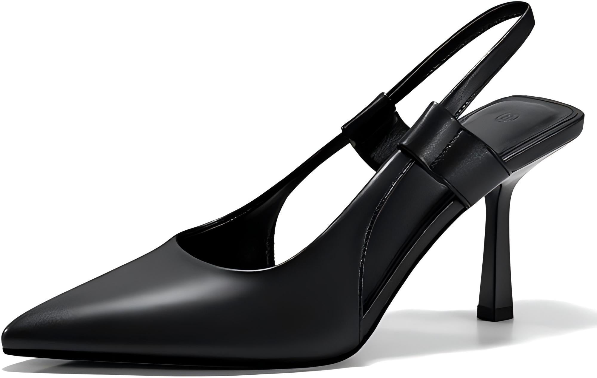 Coutgo Women's Slingback Kitten Heels – Pointed Toe Slip-On Dress Shoes for Party & Prom