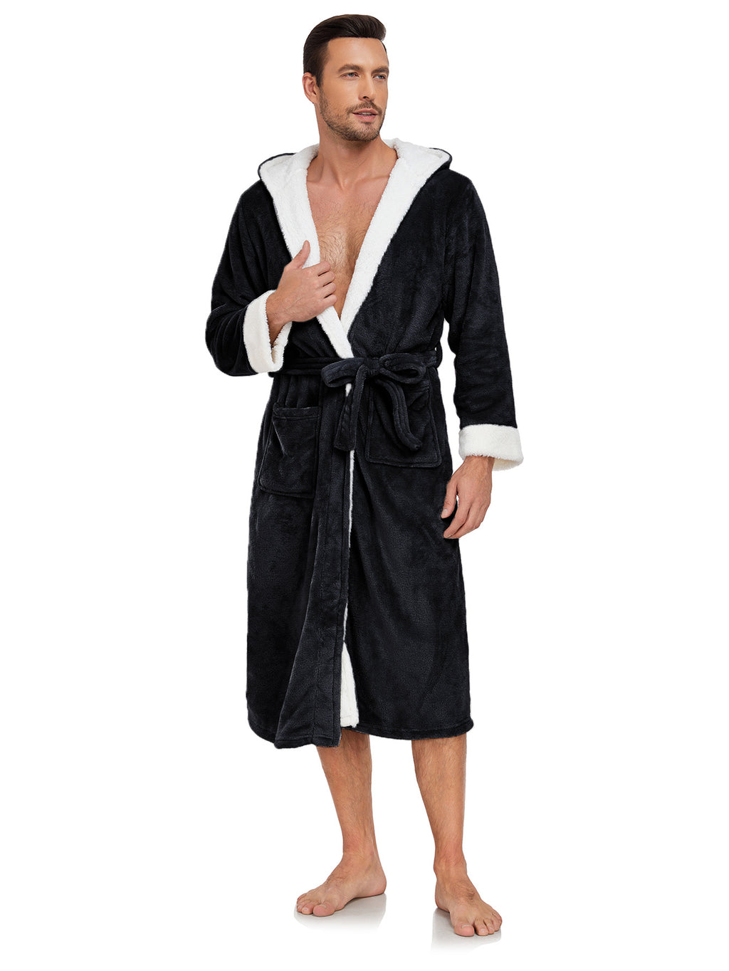 RONGTAI Unisex Long Fleece Bathrobe – Ultra Soft, Warm, and Cozy Winter Robe for Men & Women