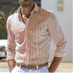 Men’s Slim Fit Striped Shirt – Youth Fashion Long Sleeve Casual Top