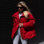 Women’s Baggy Matte Glossy Lapel Cotton-Padded Coat – Casual Warm Winter Jacket