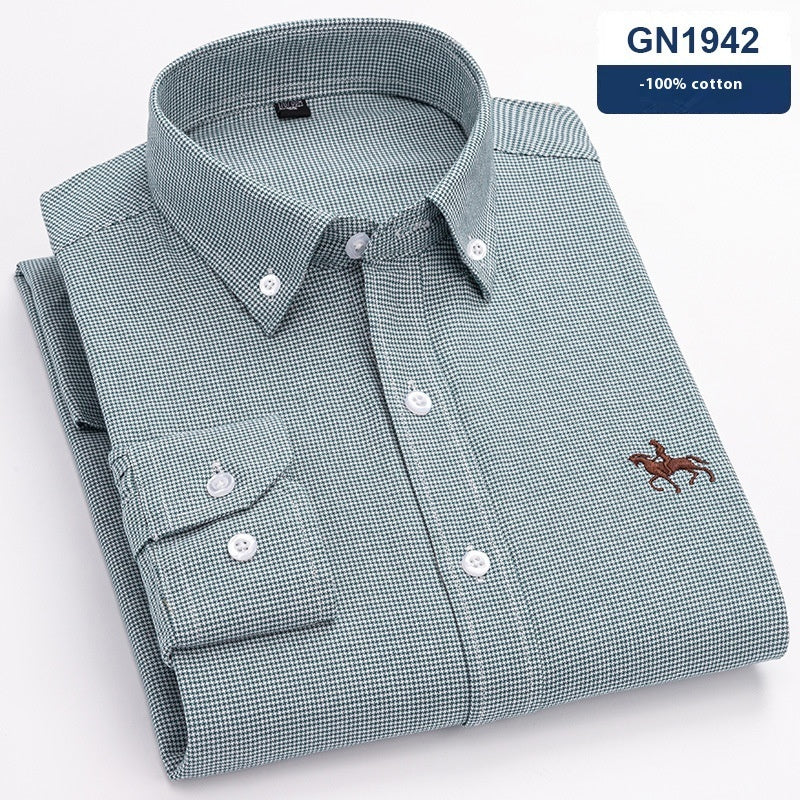 Men’s Cotton Long-Sleeved Casual Shirt – Soft Breathable Everyday Button-Down Top