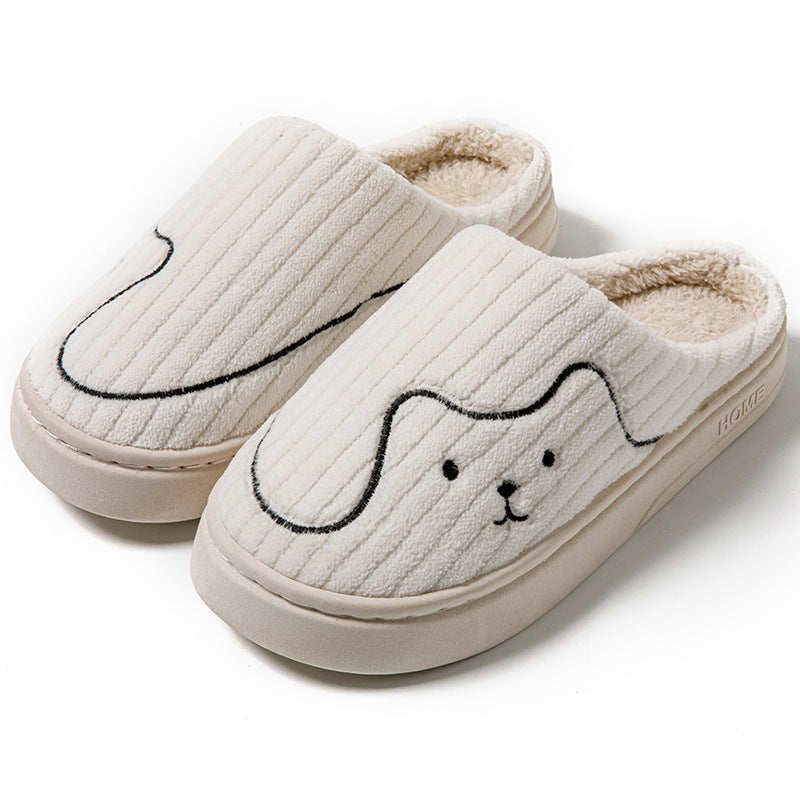Striped Cat Slippers – Indoor Couple Non-Slip Winter Plush House Shoes for Women & Men