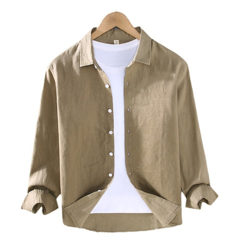 Men’s Pure Linen Shirt – Breathable All-Match Casual Summer Fashion Top